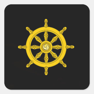 Dharmaのステッカー-黒の車輪 スクエアシール