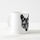 Dhole Head Black & White Tシャツ コーヒーマグカップ (正面左)