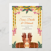 Dholki招待とメフェンディ招待状 招待状 (正面/裏面)