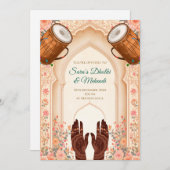 Dholki invites Mehndi invitations, Mehendi cards 招待状 (正面/裏面)