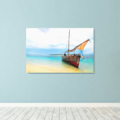 Dhow、伝統的Zanzibar、タンザニア キャンバスプリント (インサイチュ (ウッドフロア))