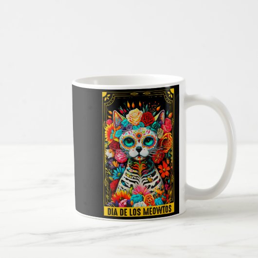 Dia De Los Meowtos Sugar Skull Cat Gift  コーヒーマグカップ (右)