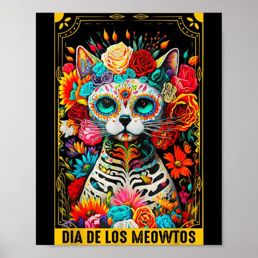 Dia De Los Meowtos Sugar Skull Cat Gift  ポスター (正面)