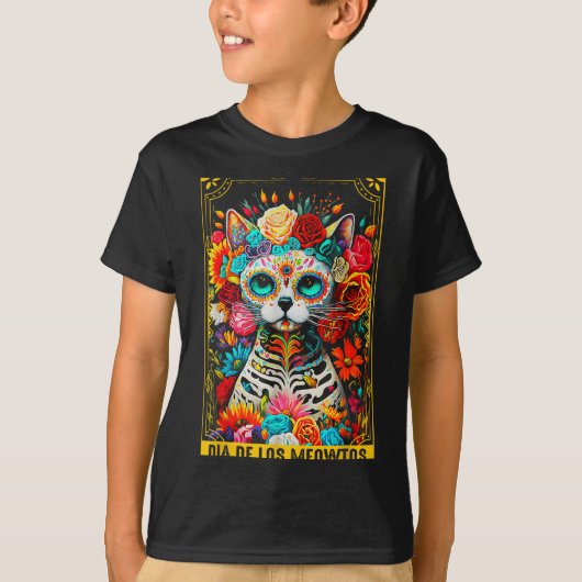 Dia De Los Meowtos Sugar Skull Cat Gift  Tシャツ (正面)