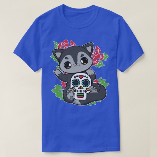 Dia de Los Muertoの死の黒星と日 Tシャツ (デザイン正面)