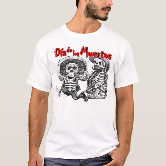 Dia de los Muertosのなた及び酒宴が付いている骨組 Tシャツ (正面)