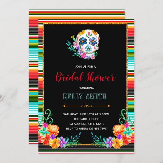 Dia de los Muertosのパーティの招待状 招待状 (正面/裏面)