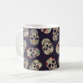 Dia de los muertosシームレスパターンとsugar sku コーヒーマグカップ (正面左)