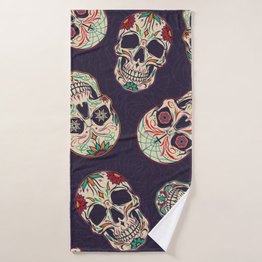 Dia de los muertosシームレスパターンとsugar sku バスタオル (バスタオル)
