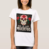 Dia de los muertosスカルと花 tシャツ (正面)