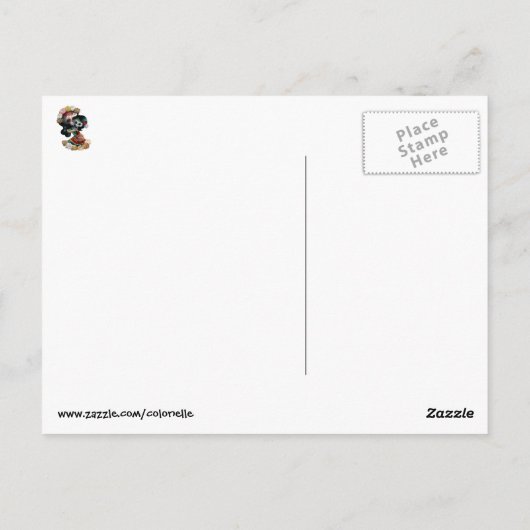 Dia de Los Muertosスケルトン母と娘 ポストカード (裏面)