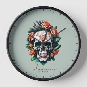 Dia de Los Muertosファミリー名時計 壁時計