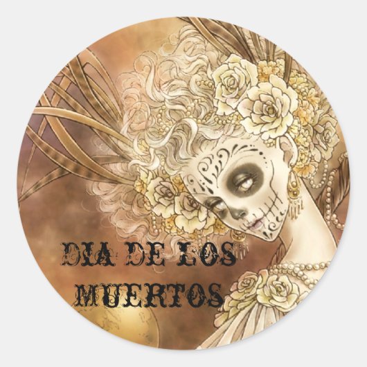 Dia de los Muertosラウンドステッカー ラウンドシール (正面)