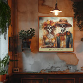 Dia de los Muertos水色結婚のカップル ポスター