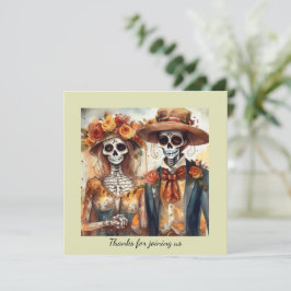 Dia de los Muertos水色結婚のカップル 招待状