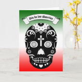 dia de los muertos砂糖スカル カード (黄色い花)