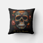 Dia de los Muertos色彩の鮮やかスカルカスタマイズ クッション (裏面)