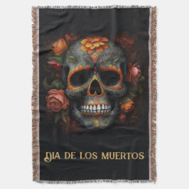 Dia de los Muertos色彩の鮮やかスカルカスタマイズ スローブランケット