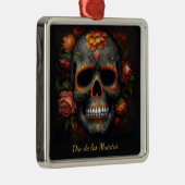 Dia de los Muertos色彩の鮮やかスカルカスタマイズ メタルオーナメント (右)