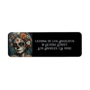 Dia de los muertos色彩の鮮やか顔、カスタマイズ ラベル