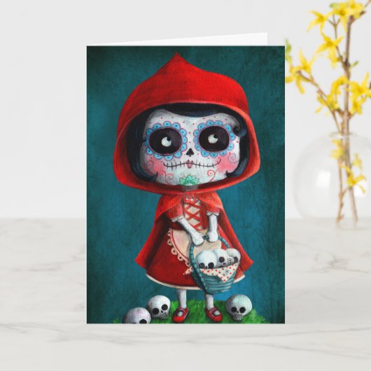 Dia de los Muertos赤ずきん カード (黄色い花)