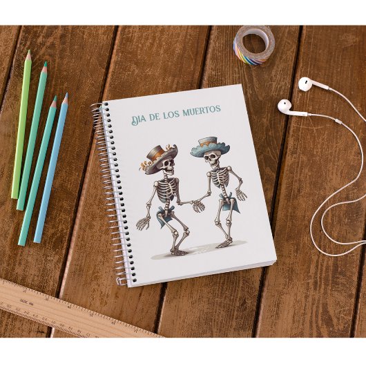 Dia de los Muertos踊りスケルトンのカスタマイズ ノートブック