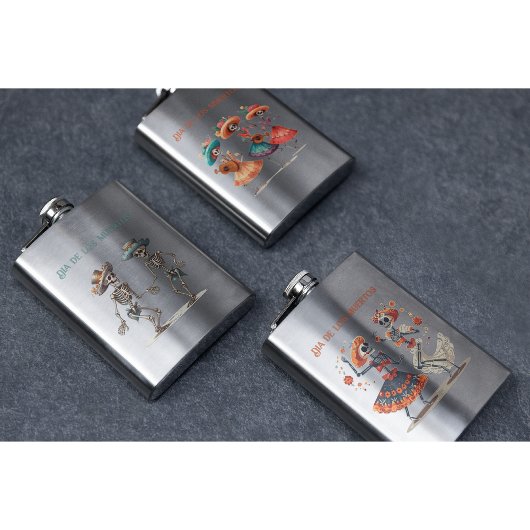 Dia de los Muertos踊りスケルトンのカスタマイズ フラスク