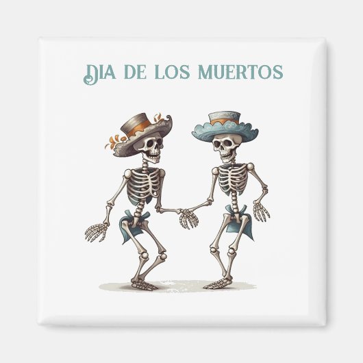 Dia de los Muertos踊りスケルトンのカスタマイズ マグネット (正面)