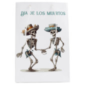 Dia de los Muertos踊りスケルトンのカスタマイズ ミディアムペーパーバッグ (正面)