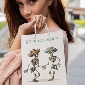 Dia de los Muertos踊りスケルトンのカスタマイズ ミディアムペーパーバッグ