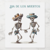 Dia de los Muertos踊りスケルトンのカスタマイズ ワインラベル (シングルラベル)