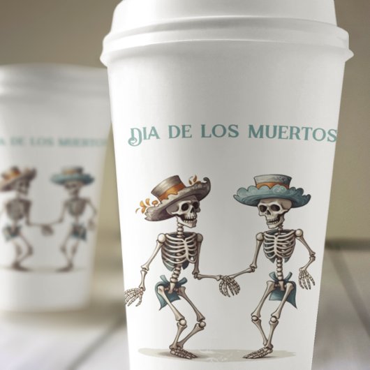 Dia de los Muertos踊りスケルトンのカスタマイズ 紙コップ