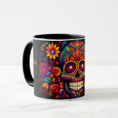 Dia de los Muertos追加ネームスカルスカイブラックインサイド マグカップ (正面左)