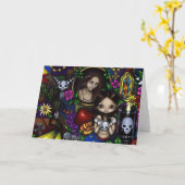 "Dia de los Muertos"の挨拶状 カード (黄色い花)