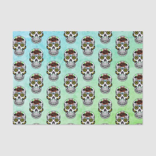 Dia De Los Muertos |の花の砂糖のスカル 薄葉紙 (正面)