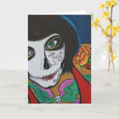 Dia De los Muertos カード (黄色い花)