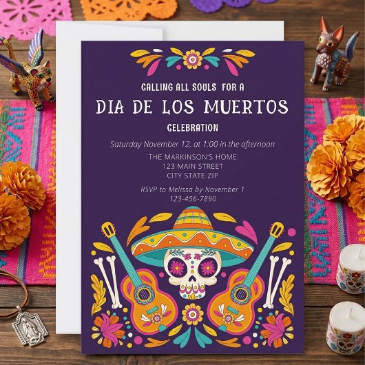 Dia De Los Muertos スカル祝祭案内状 招待状