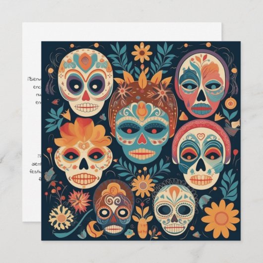 "Dia de los Muertos"、スカルCanvas Studio 招待状 (正面/裏面)