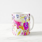 Dia De Los Muertos – スケルトン、犬、メキシコ音楽 コーヒーマグカップ (正面右)