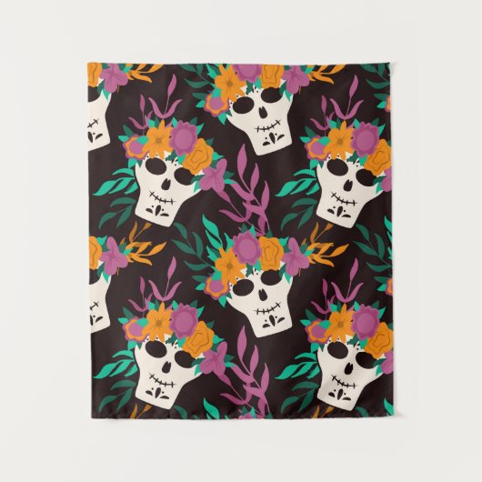Dia de Los Muertos、メキシコ伝統的ハロウィンf タペストリー (正面)