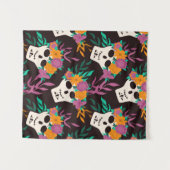 Dia de Los Muertos、メキシコ伝統的ハロウィンf タペストリー (正面(横))