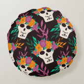 Dia de Los Muertos、メキシコ伝統的ハロウィンf ラウンドクッション (裏面)