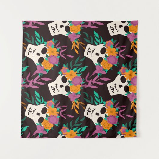 Dia de Los Muertos,メキシ伝統的コハロウィーンf タペストリー (正面(横))