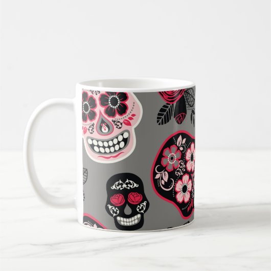 Dia de los Muertos:ヴィンテージパターン コーヒーマグカップ (左)