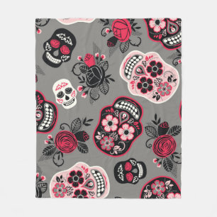 Dia de los Muertos:ヴィンテージパターン フリースブランケット