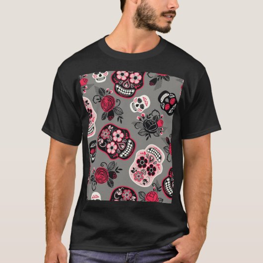 Dia de los Muertos:ヴィンテージパターン Tシャツ (正面)