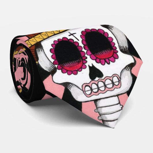 Dia De Los Muertos (死者の日)のタイ ネクタイ (ロール)