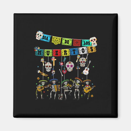 Dia De Los Muertos 死者の日 楽しい ドクロ ダン マグネット (正面)
