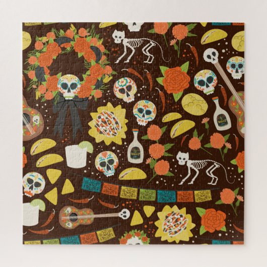 Dia De Los Muertos、漫画のパターン。 ジグソーパズル (縦)