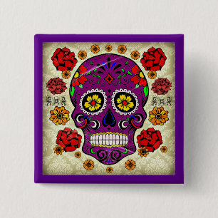 Dia de los muertos -- 砂糖のスカルボタン 缶バッジ